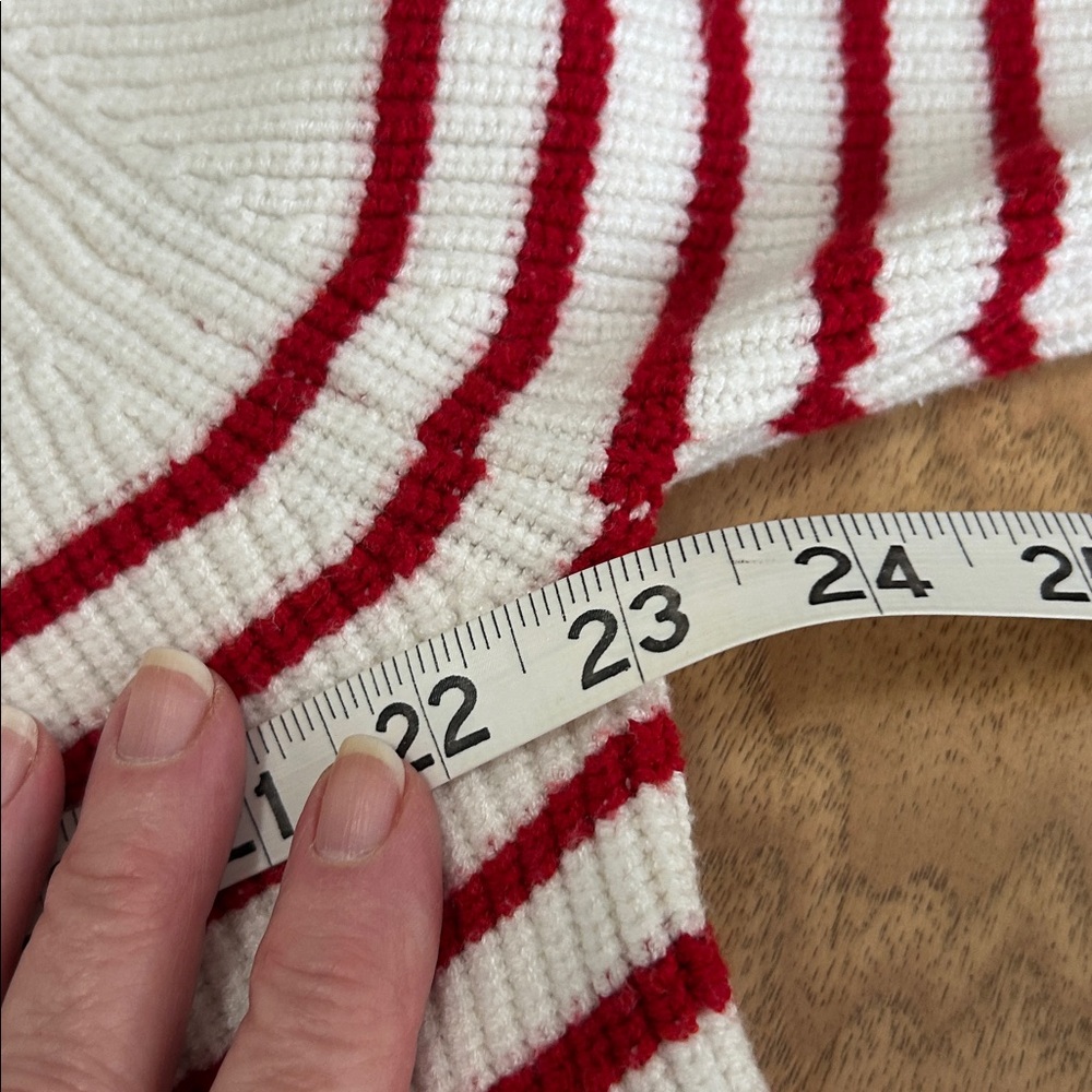 Mango White and Red Striped V-Neck Sweater - Picture 6 of 7